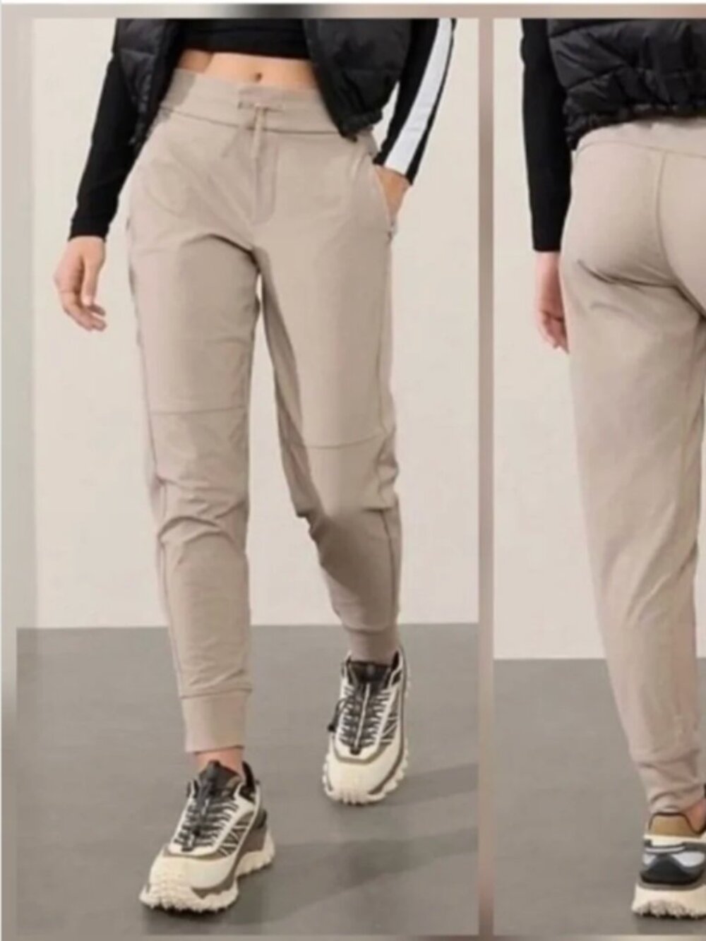 Athleta Headlands Hybrid Trek Joggers Pants Trousers Khaki Tan Size 6